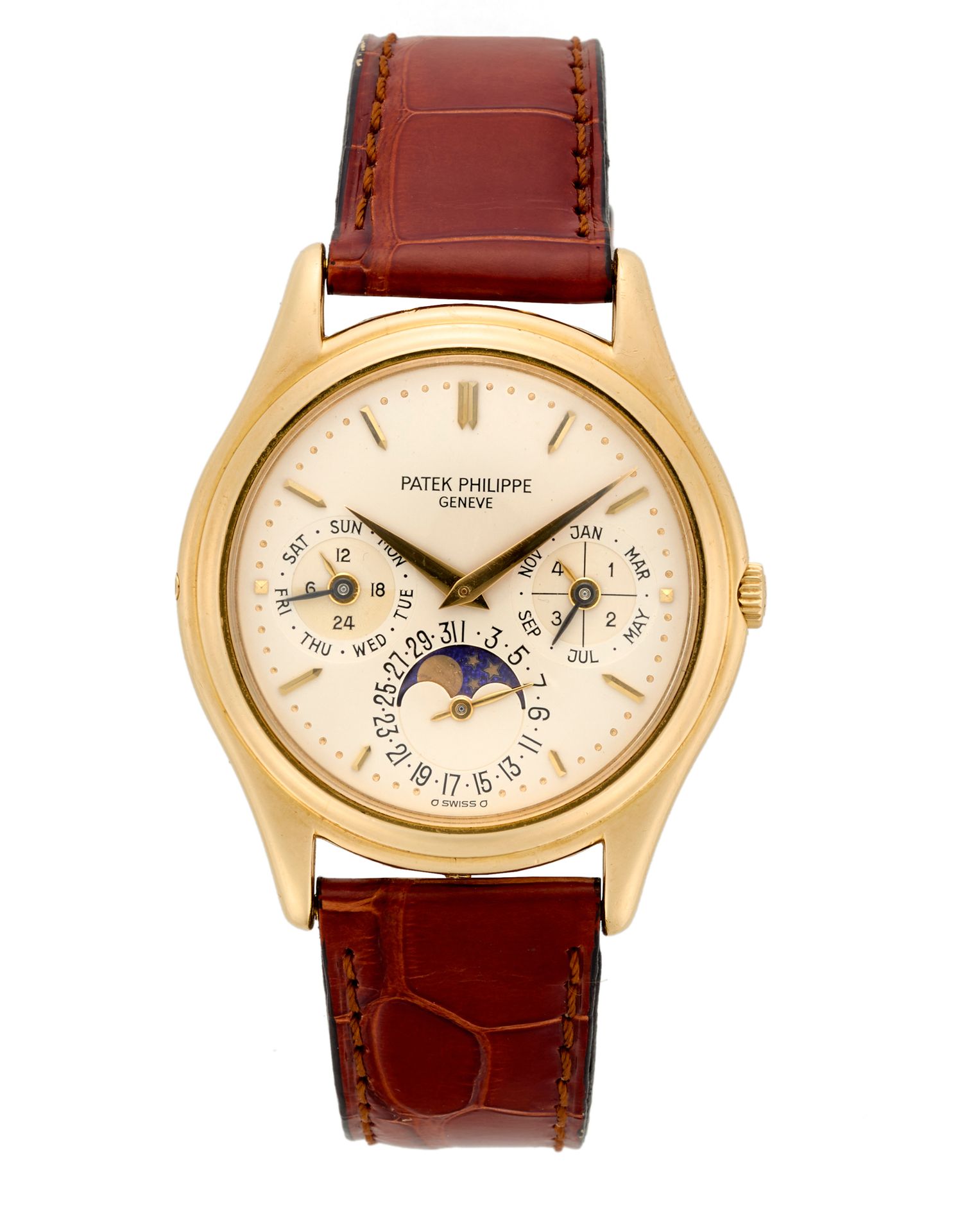 Null Patek Philippe, Perpetual calendar Ref. 3940
Gent's gold wristwatch
1990s
D&hellip;