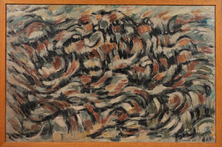Null Elvire JAN (1904-1996) 
Composition, 1963 
Huile sur toile signée et datée &hellip;