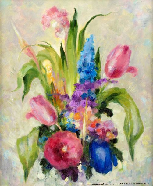 Null Jean Adrien MERCIER (1899-1995) 
Composition aux fleurs 
Huile sur isorel 
&hellip;