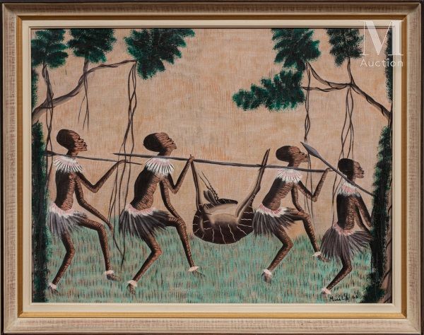 MUILA (XXe) 狩猎的回归, 1963年

布面油画，右下角有签名和日期

54 x 70厘米



出处 :

私人收藏，巴黎