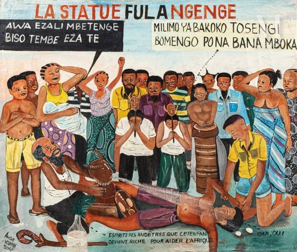 Ange KUMBI (né en 1954) The statue Fula Ngenge, 2000

Acrylic on canvas signed a&hellip;
