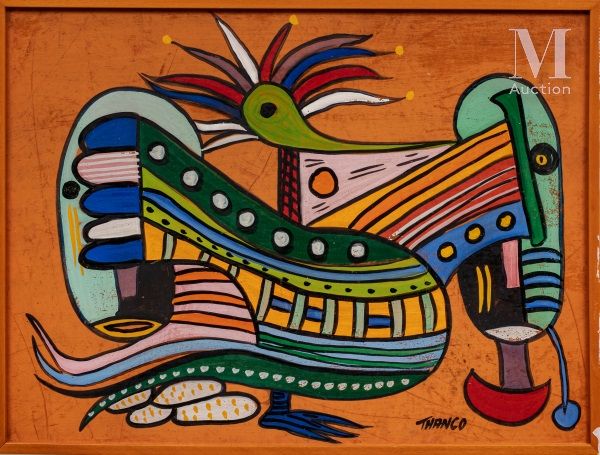 François THANGO (1936-1981) Bird and masks

Oil on cardboard signed lower right
&hellip;