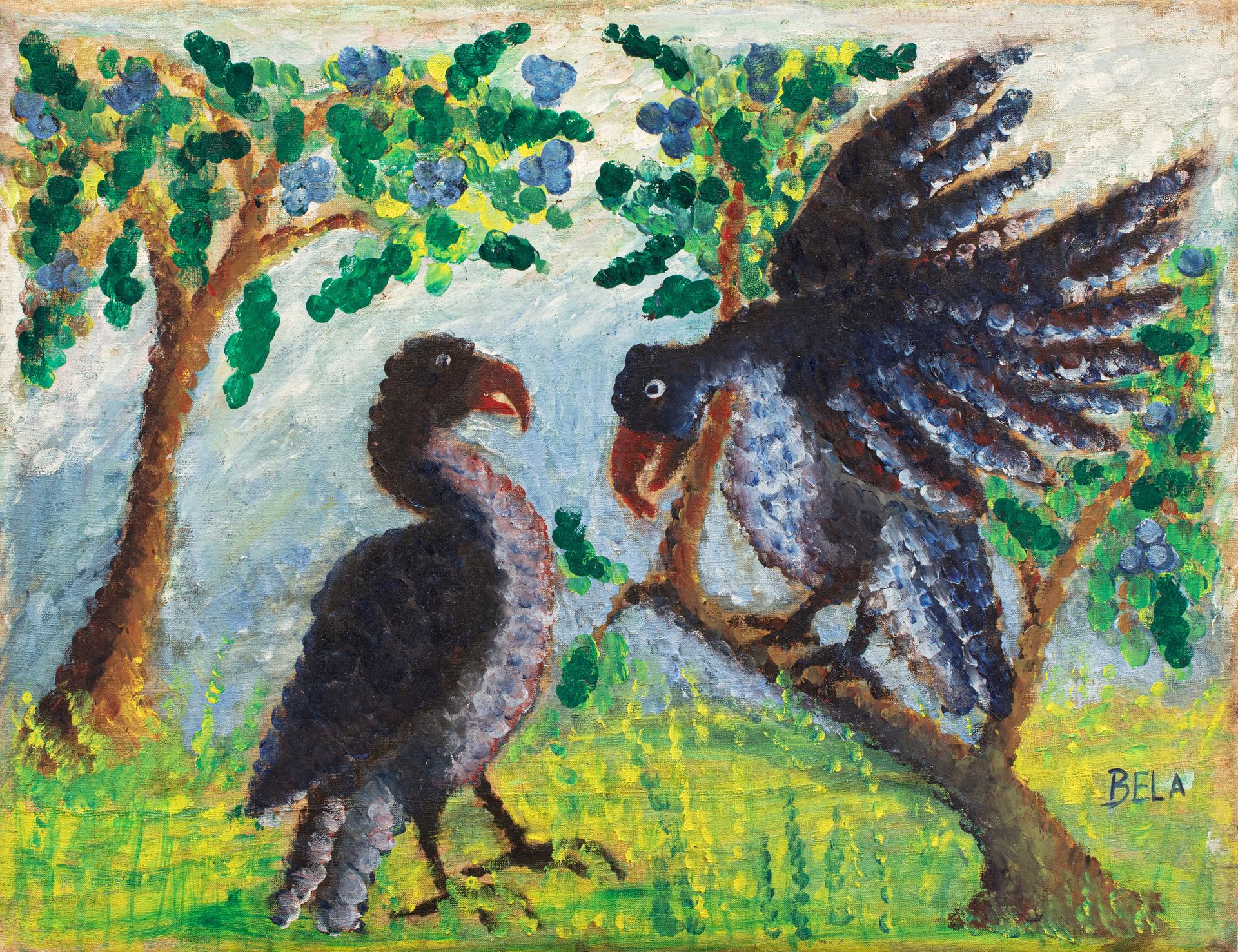 BELA (1920-1968) Parade d'oiseaux

Huile sur toile signée en bas à droite

45 x &hellip;