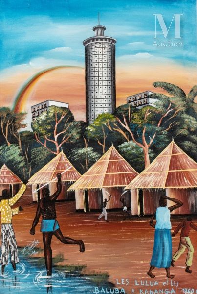 Kanda Matulu TSHIBUMBA (né en 1947) 1960年，1973-1974年，卡南加的卢卢亚人和巴鲁巴人

布面油画，左下方有签名，&hellip;