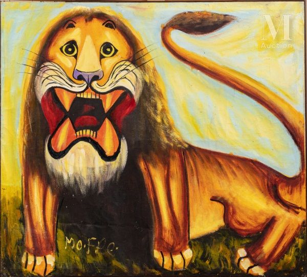 MOKE (1950-2001) Lion, 1970

Oil on recycled canvas signed lower left

82 x 90 c&hellip;