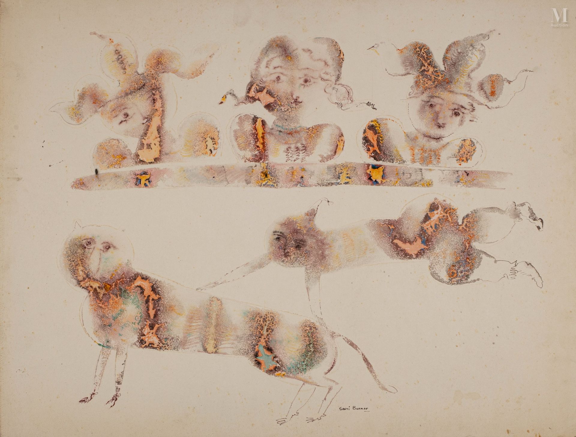 Sakti BURMAN (Né en 1935) Clown acrobate

Encre et aquarelle sur papier signé en&hellip;