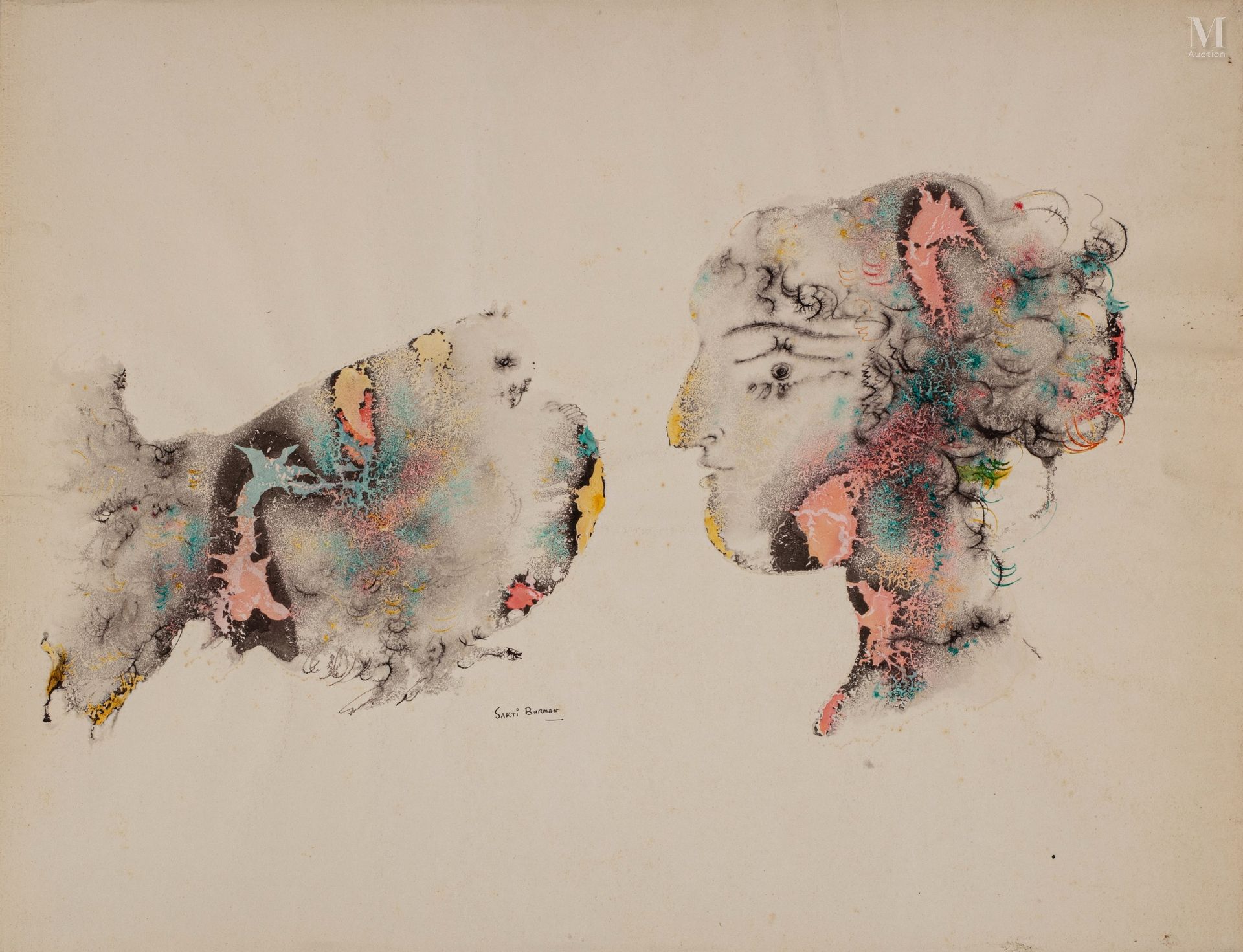 Sakti BURMAN (Né en 1935) Pigeon et femme

Encre et aquarelle sur papier signé e&hellip;