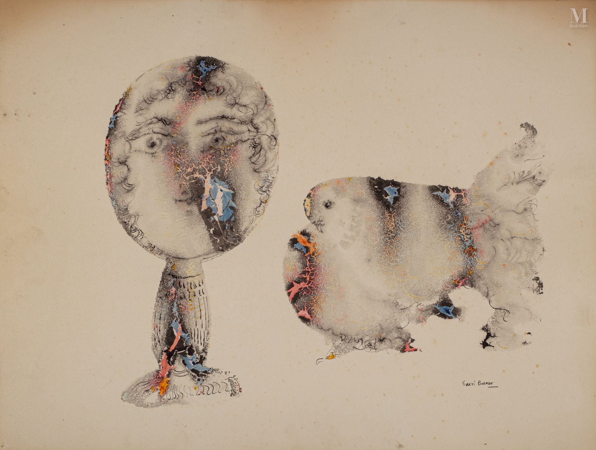 Sakti BURMAN (Né en 1935) Pigeon et miroir

Encre et lavis d'encre sur papier si&hellip;