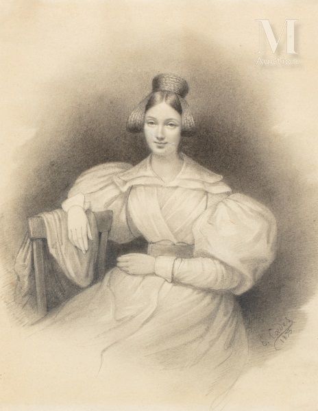 Louis Eugène COEDES (1810-1906). 贝里公爵夫人在Blaye的画像（1833年）。

纸上铅笔，右下角签名 "E.Coedes"，&hellip;