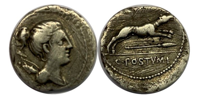 Null Rome - Postumia (74 BC)

A denarius

A : Bust of Diana on the right

R : Do&hellip;