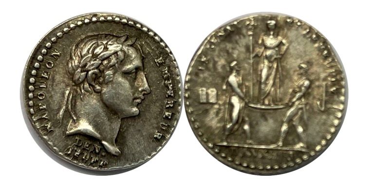 Null 勋章 - 拿破仑皇帝 (1804-1815)

A 勋章

A: 拿破仑一世的头像，右边是月桂树

R：拿破仑站在由两名士兵抬着的盾牌上

条件 : &hellip;