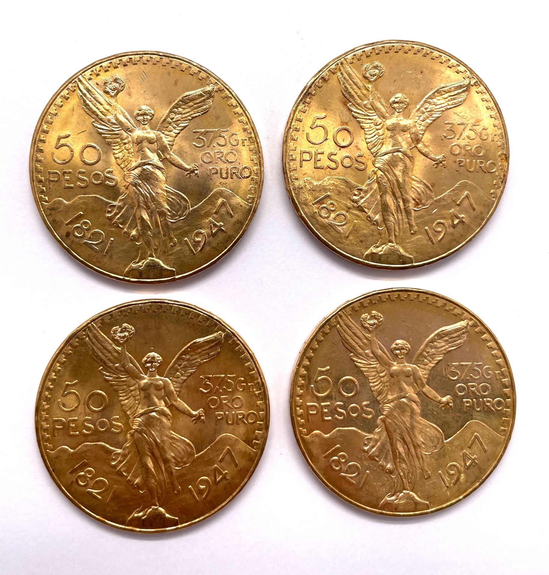 Null Mexique 

Lot de quatre monnaies de 50 Pesos 1947

A : La Victoire ailée de&hellip;