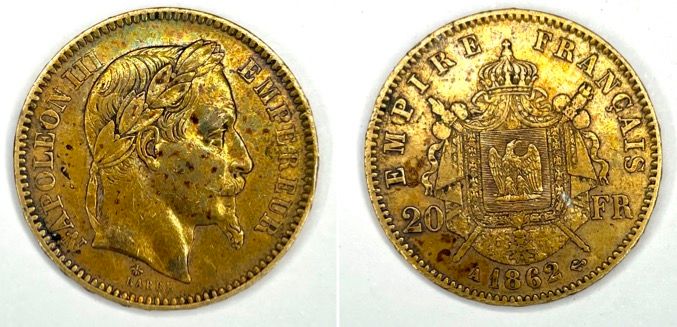 Null France – Napoléon III (1852-1870)

Une monnaie de 20 Francs 1862 A (Paris)
&hellip;