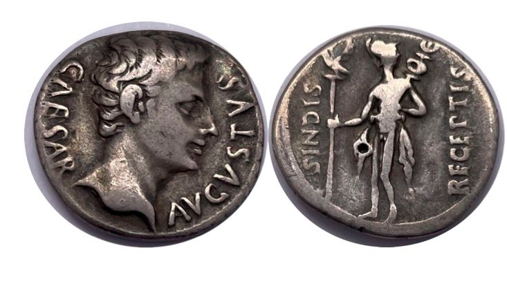 Null Rom - Octavian Augustus (27-14 v. Chr.)

Ein Denar 

A : Nackter Kopf nach &hellip;