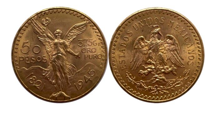 Null Mexique 

Une monnaie de 50 Pesos 1945

A : La Victoire ailée de face 

R :&hellip;
