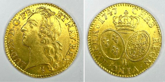 Null France - Louis XV (1715-1774)

A Louis d'or au bandeau 1747 W (Lille)

A: H&hellip;