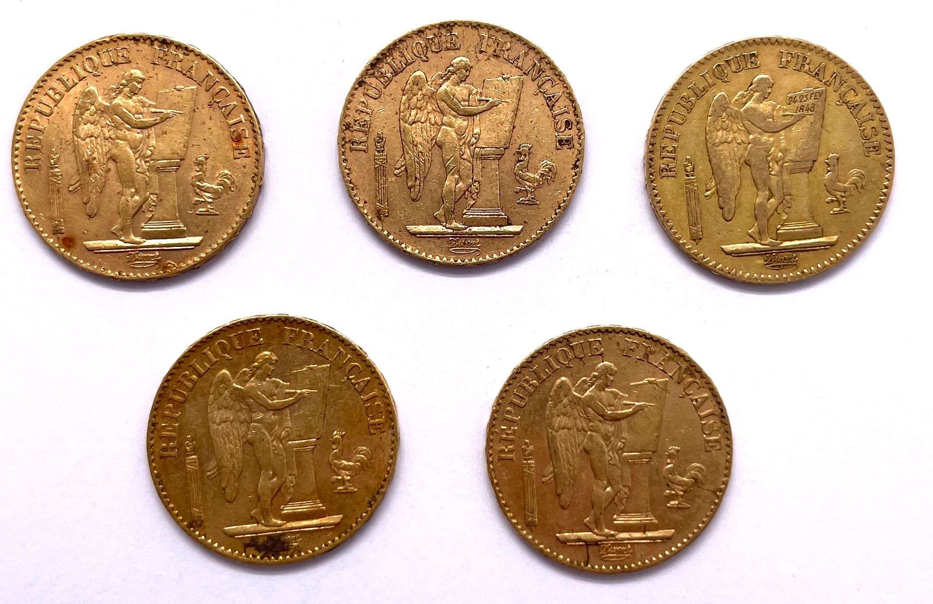 Null France - Troisième République

Lot de cinq monnaies de 20 Francs Génie (184&hellip;