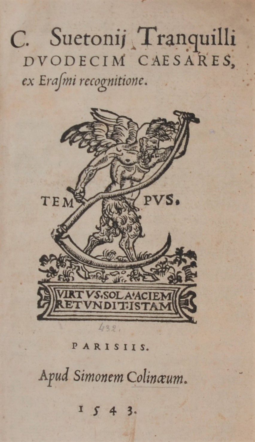 SUETONE. Duodecim caesares, ex Erasmi recognitione.巴黎，西蒙-德-科林斯，1543年。两部分合为一卷，8开本&hellip;
