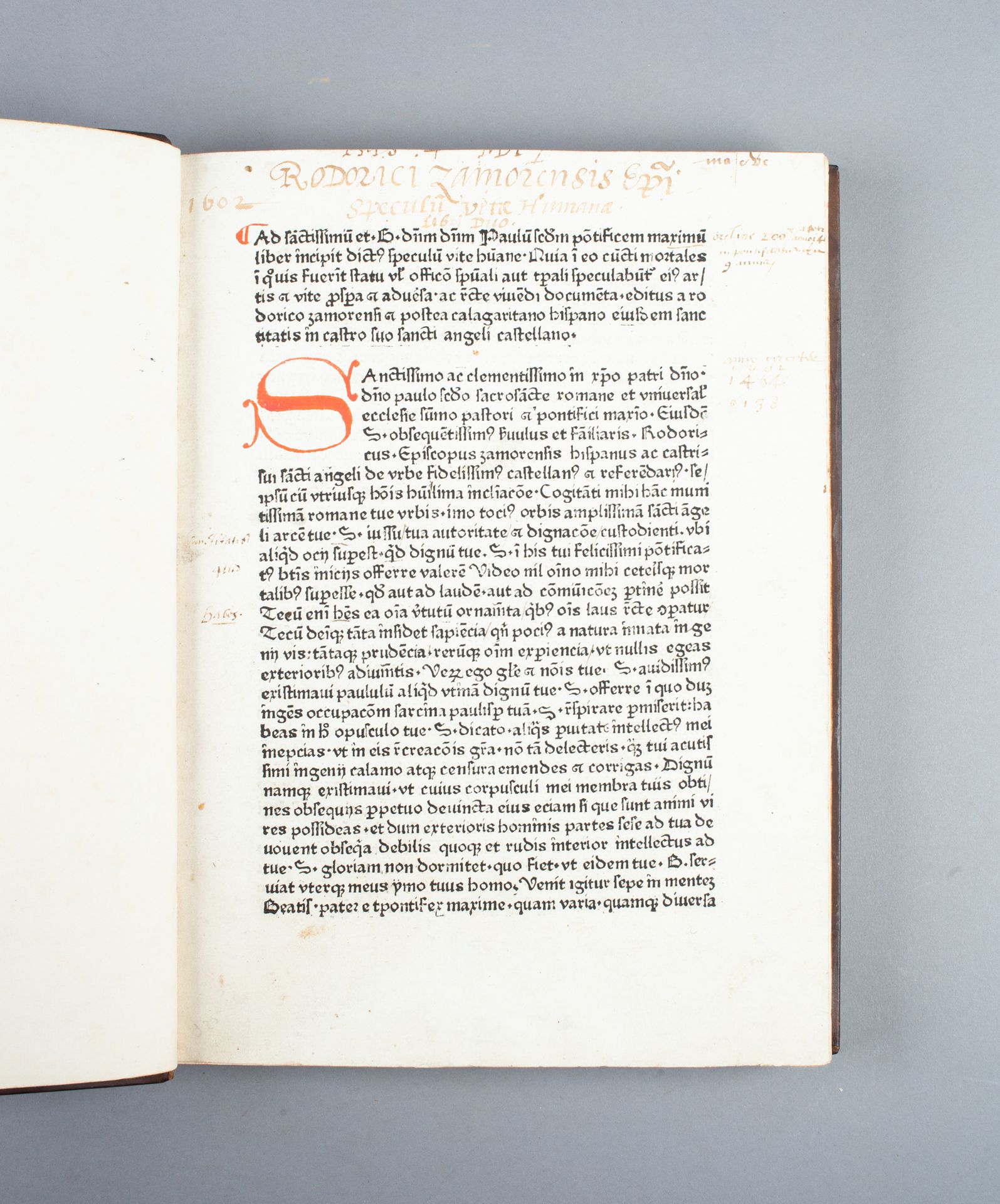 RODERICUS ZAMORENSIS. 人的生命之光。S.L.N.D.[在页眉处]：1475年[巴塞尔，马丁-弗拉赫]。小册子，巧克力色小牛皮，书脊上有鎏金&hellip;