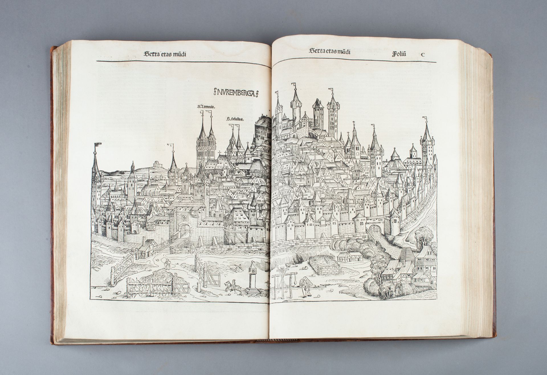 SCHEDEL (Hartmann). Liber chronicarum]。在世界范围内登记了所有的操作书，包括图像和图像。纽伦堡，Anthon Koberg&hellip;