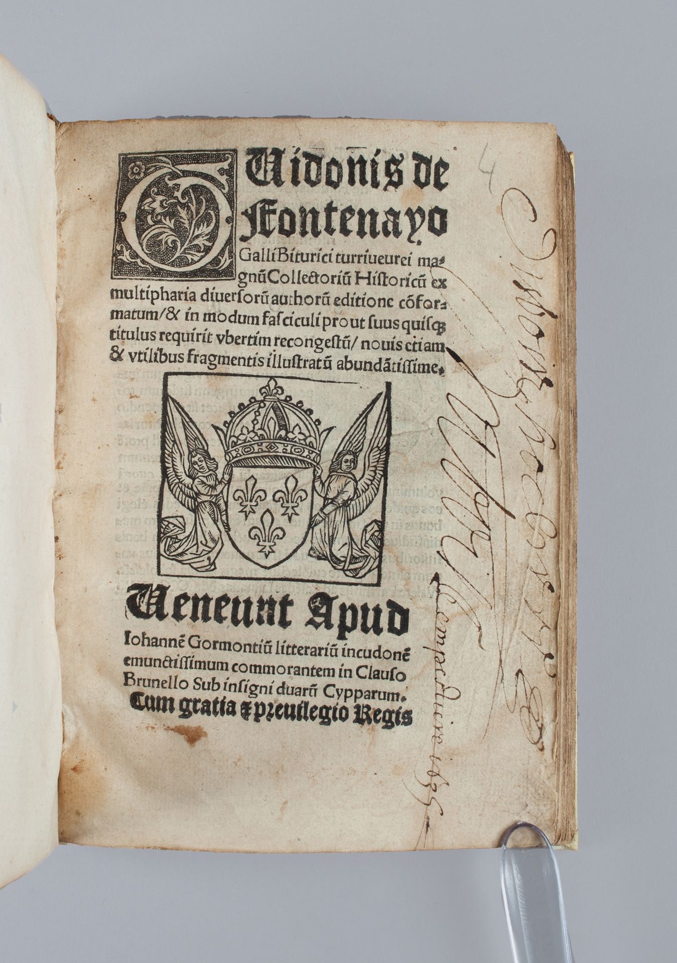FONTENAY (Guy de). Magnum Collectorium Historicum.巴黎，让-德-古尔蒙，1521年。四开本，现代软羊皮纸。

&hellip;