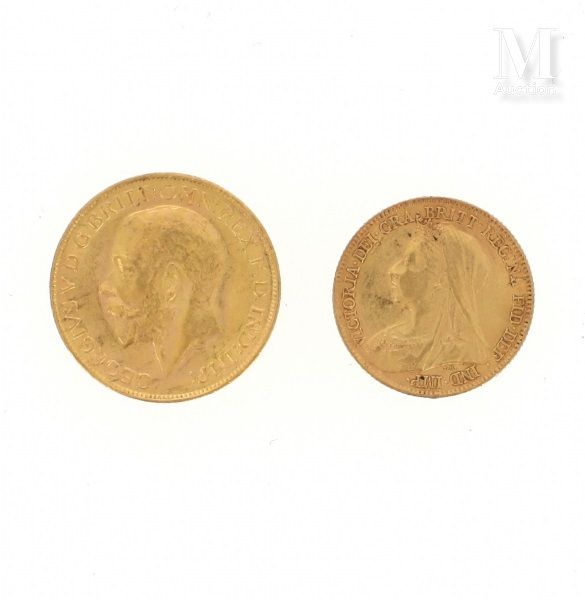 Deux pièces or Deux pièces en or :

- 1 x souverain Georges V 1927

- 1 x 1/2 so&hellip;