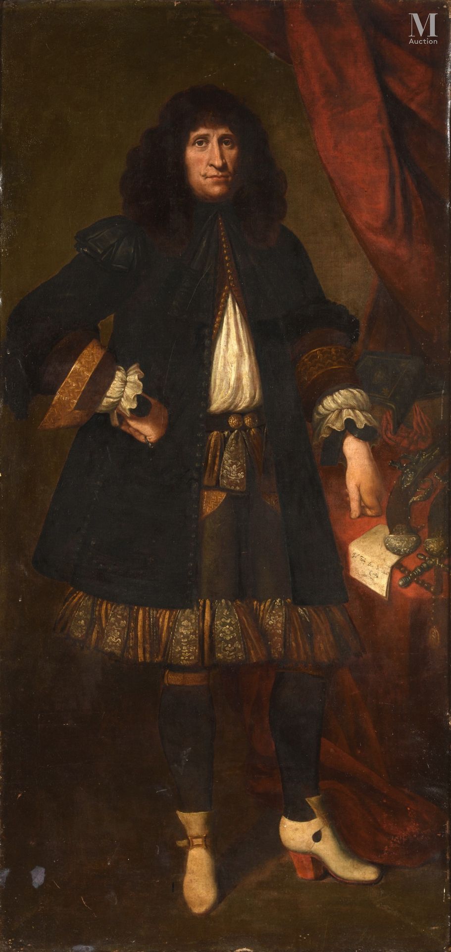 *ATTRIBUÉ À GIOVANNI BERNARDO CARBONE (1614 - 1683) 
PORTRAIT D’HOMME TENANT UNE&hellip;