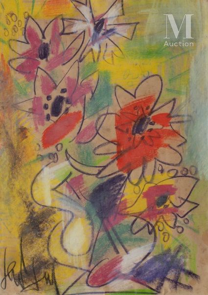 Eugène Paul dit GEN PAUL (Paris 1895 - 1975) Bouquet de fleurs

Craies de couleu&hellip;