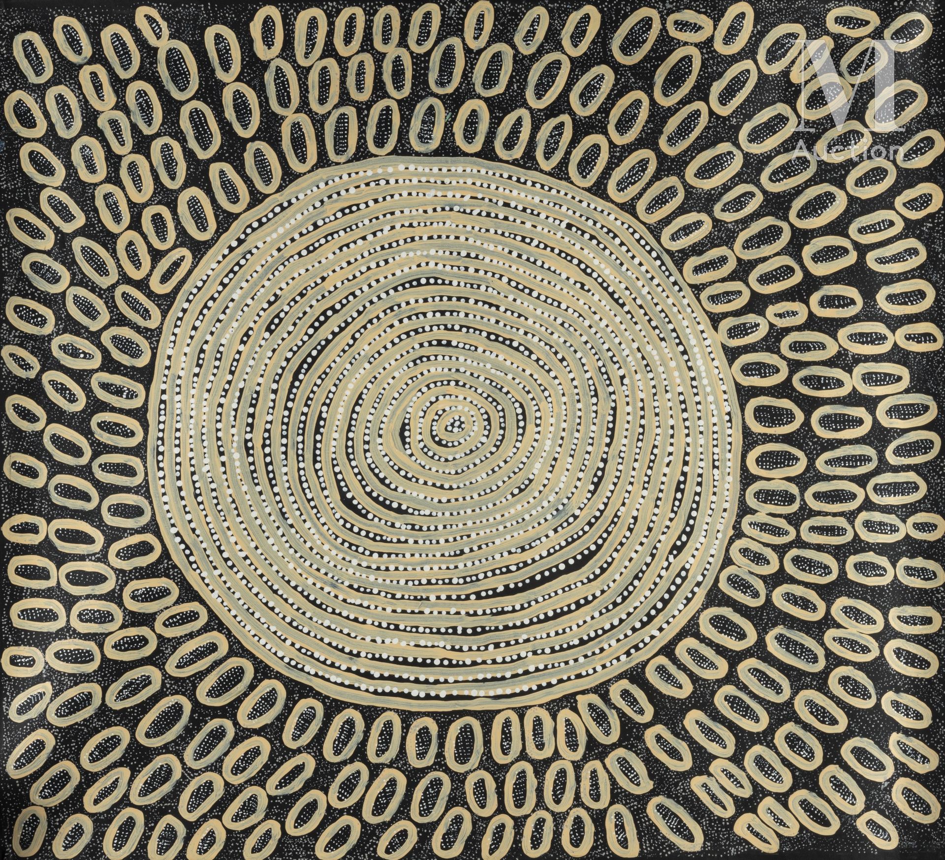 Ngoia Pollard Napaltjarri (c. 1950 - ) Lake Mackay, 2017

Acrylique sur toile - &hellip;