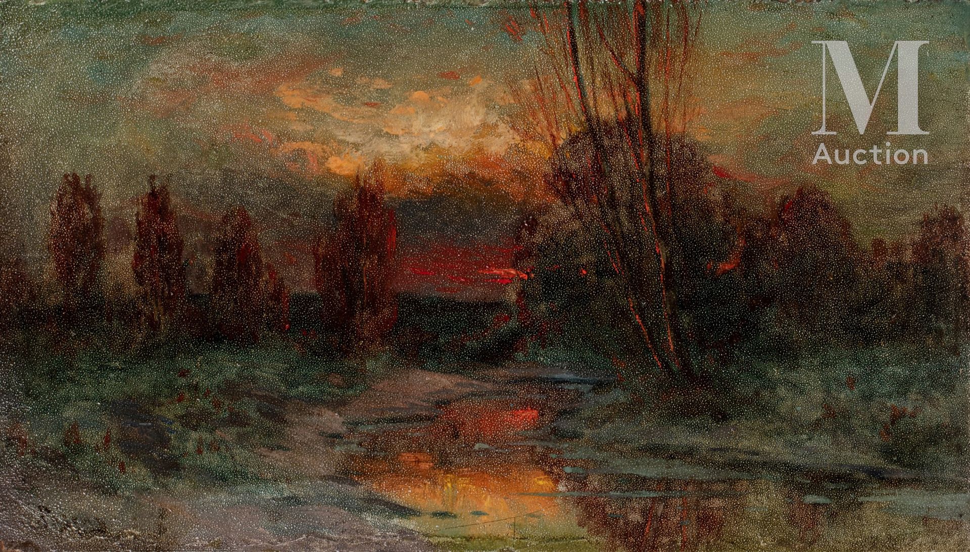 Karl ROSEN (1864-1934). 
黄昏的森林。 




板面油画，左下方有俄文签名。有框。




H.13 x W. 23 厘米。



К&hellip;