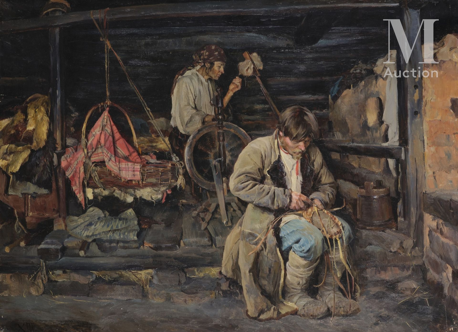 Ecole russe du XIXe siecle. 
The basketry workshop. 




Oil on canvas, signed l&hellip;