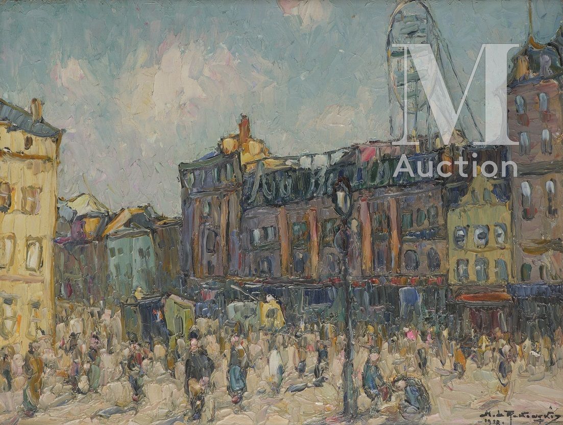 Mieczyslaw DE RAKOWSKI (1882-1947). 
布鲁塞尔的罗吉尔广场（1928年）。




面板油画，右下角有签名和日期。有框。 
&hellip;