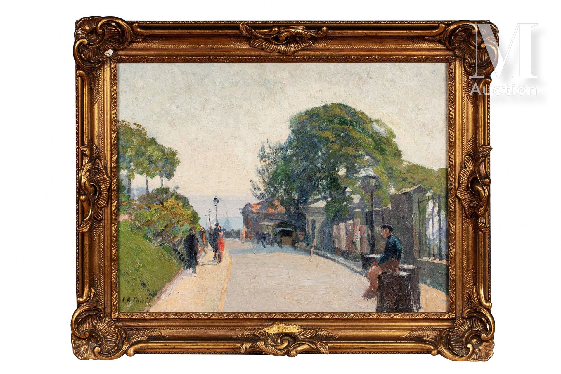Elie Anatole PAVIL (1873-1948). 
蒙马特的角落。 




布面油画，左下方有签名。




在一个镀金的木质框架中，有一个提到&hellip;