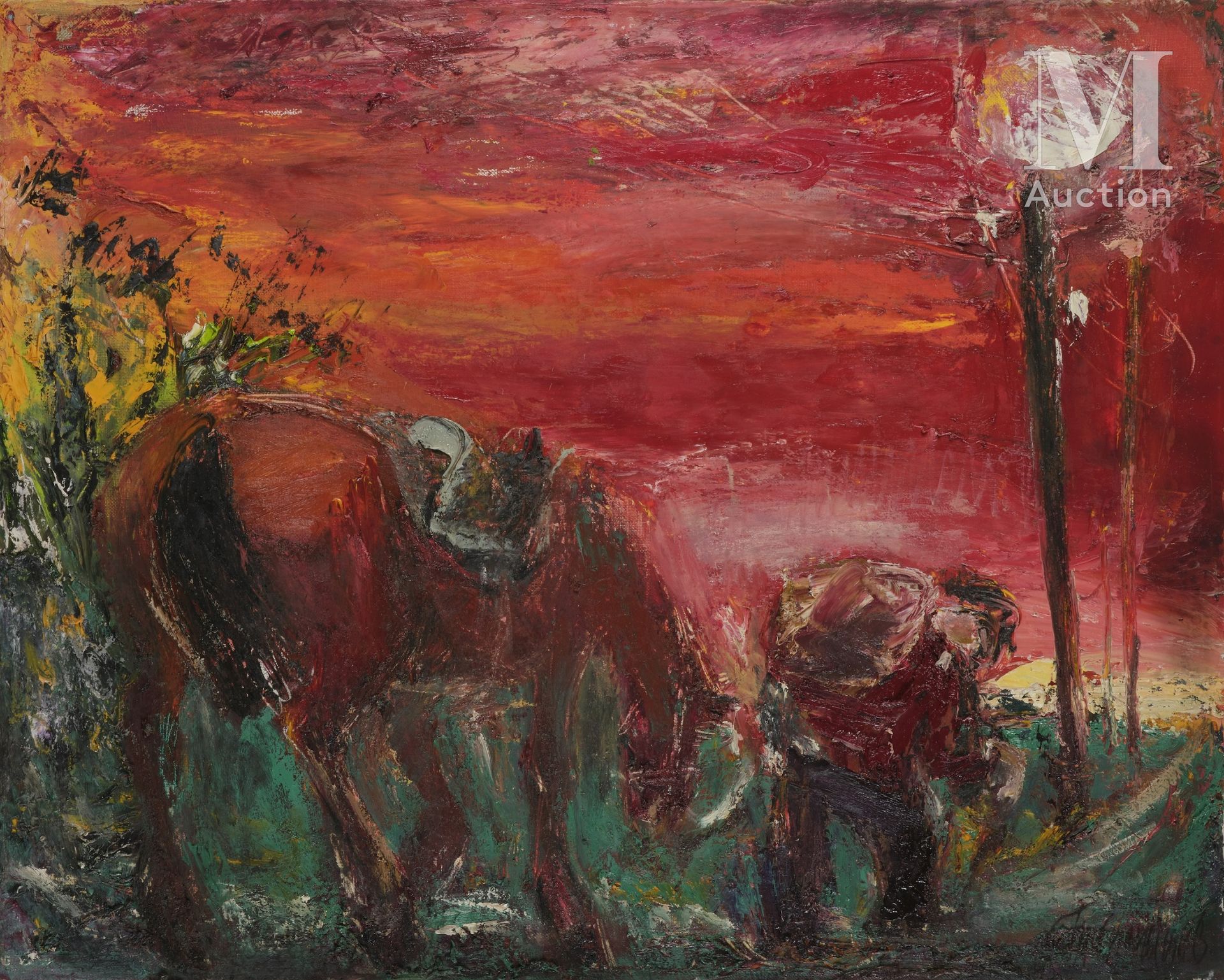 Anatoly SLEPYCHEV (1932-2016). 
红色的太阳。




布面油画，右下方有俄文签名。有框。 




H.80 x W. 100 &hellip;