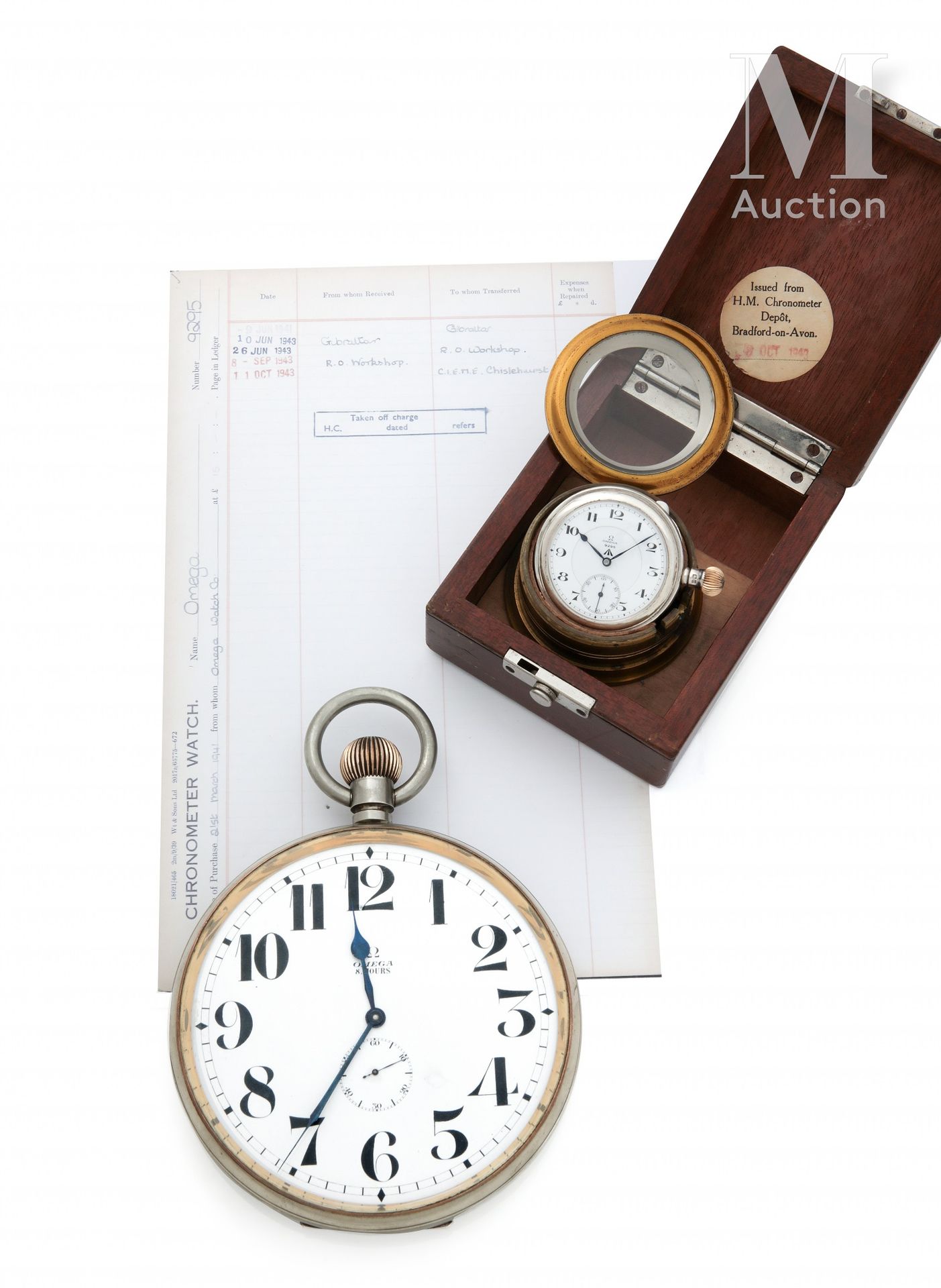 OMEGA Rare chronomètre de la Royal Navy Anglaise

Vers 1939

Boitier argent poin&hellip;