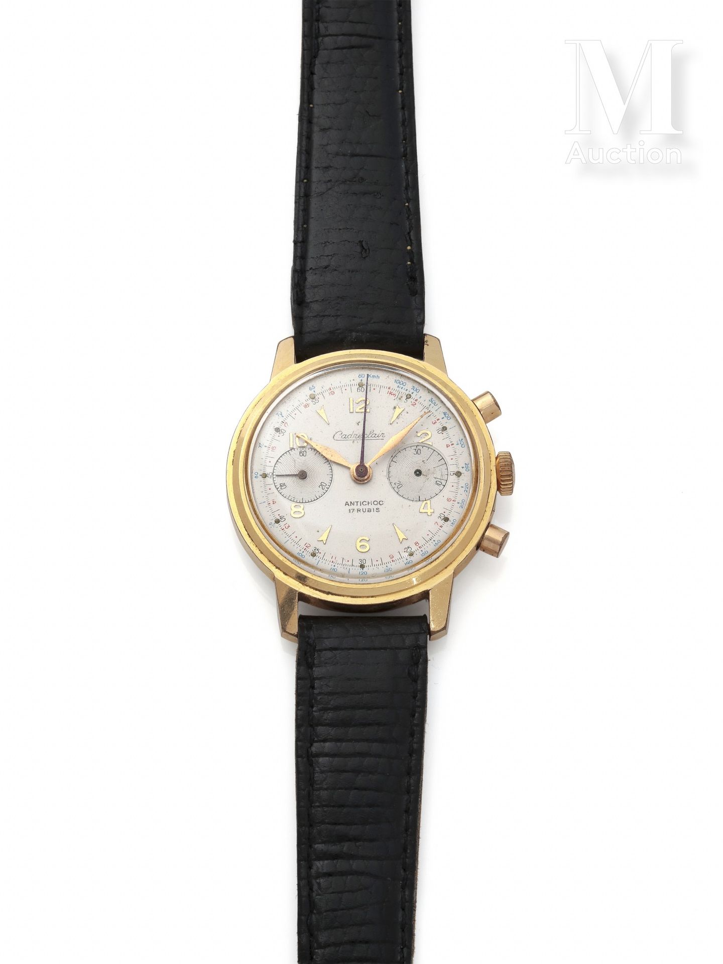 Cadreclair Men's chronograph watch

Circa 1960

Gold-plated case 

Hand-wound me&hellip;