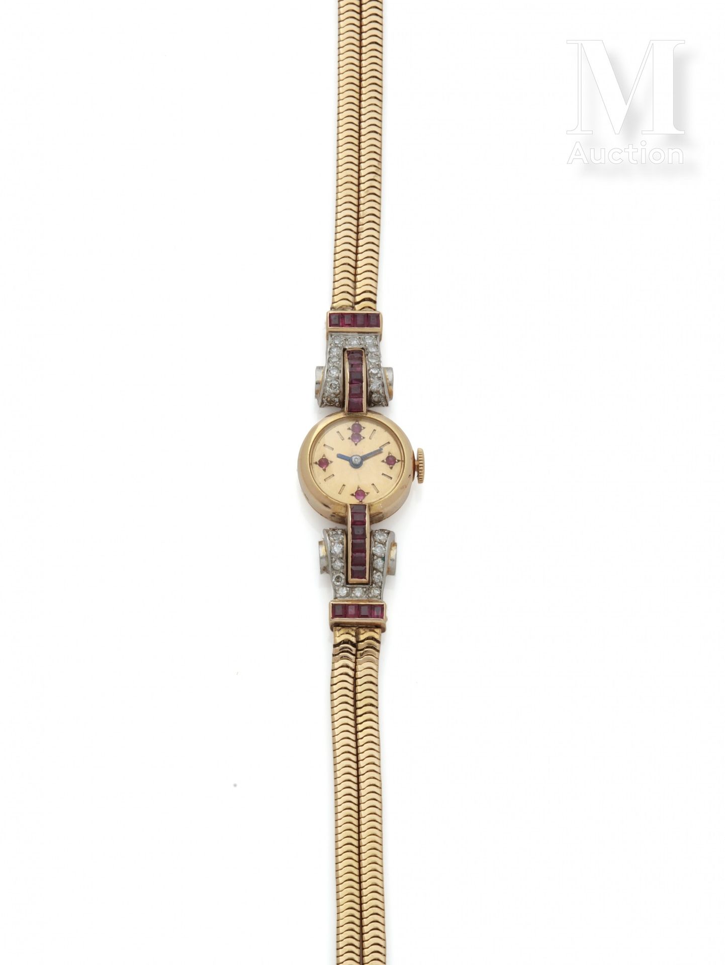 TRAVAIL FRANÇAIS Woman's watch

Circa 1930

18K gold case set with rubies and di&hellip;