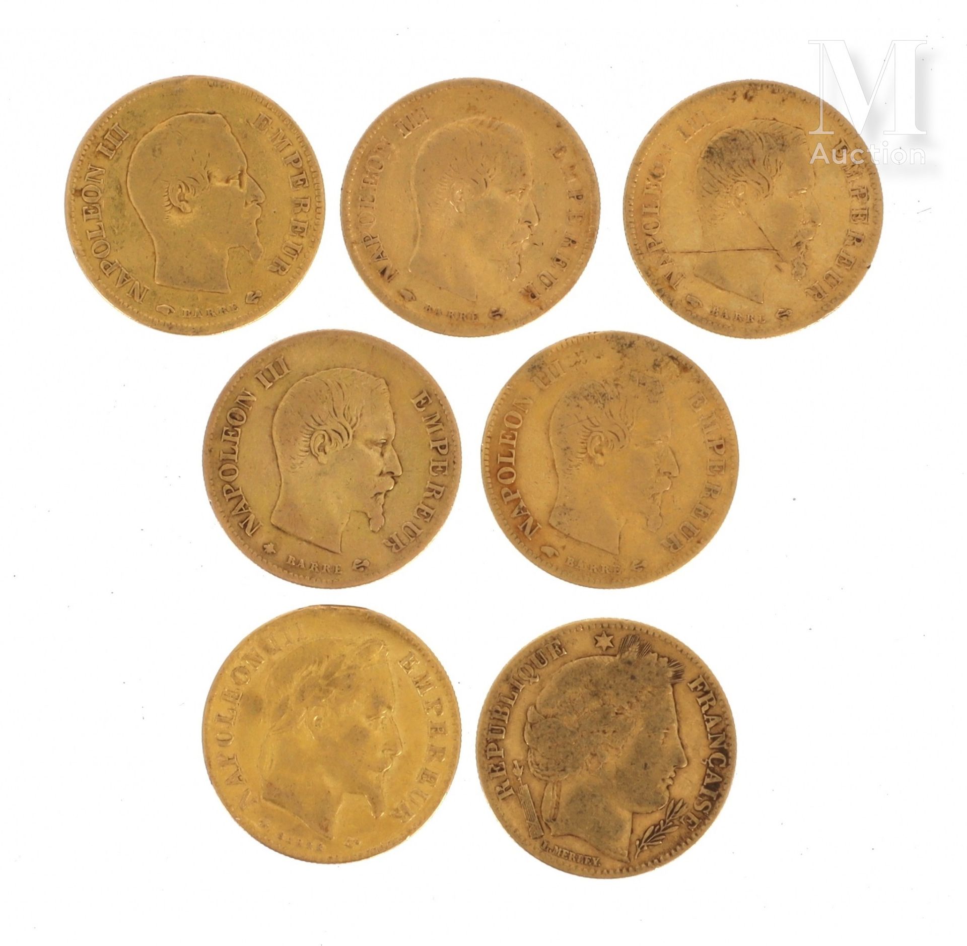 Sept pièces 10 FF or Sept pièces en or de 10 FF :

- 1 x 10 FF Cérès 1851 A

- 5&hellip;
