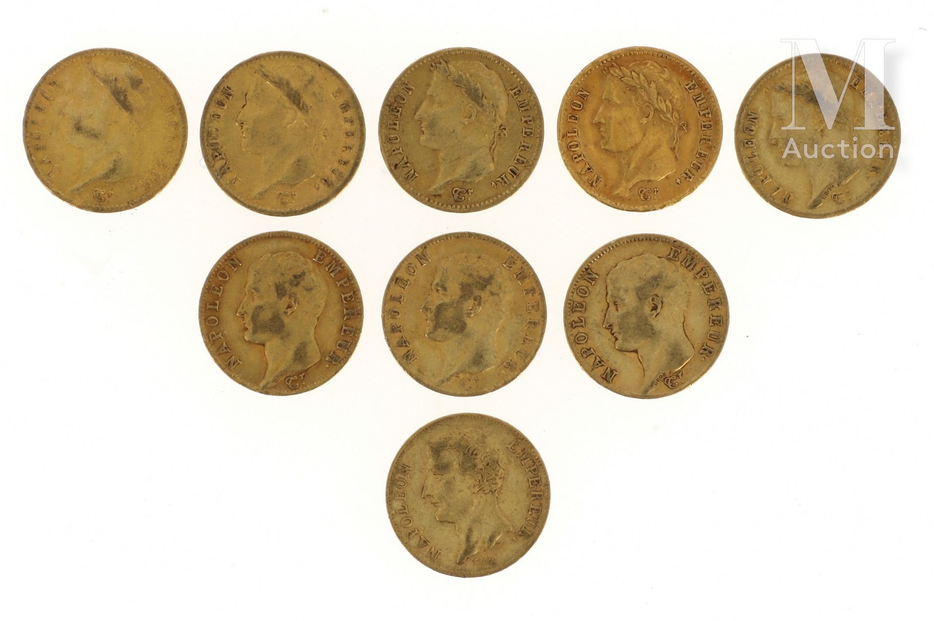 Neuf pièces 20 FF or Neuf pièces en or de 20 FF Napoléon Empereur :

- 4 x 20 FF&hellip;