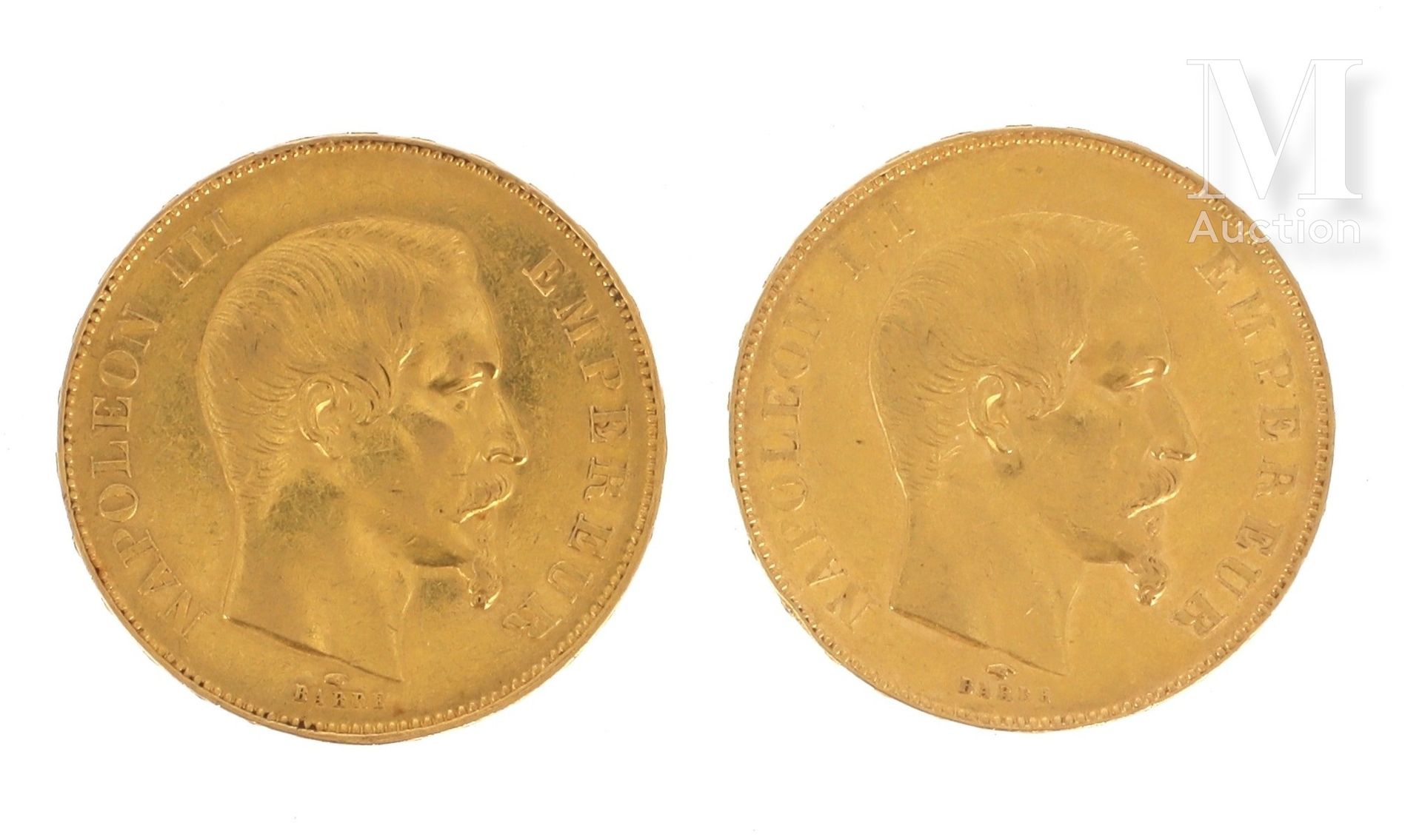 Deux pièces 50 FF or Deux pièces en or de 50 FF Napoléon III tête nue

1855 A et&hellip;