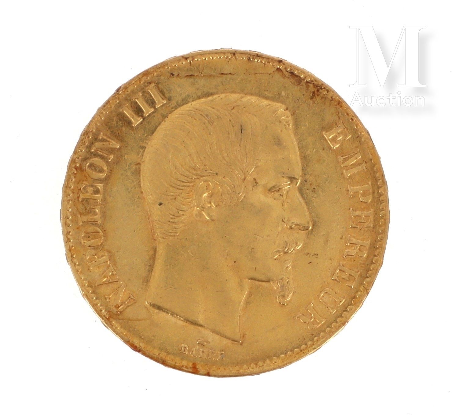 Pièce 100 FF or Une pièce en or de 100 FF Napoléon III tête nue 

1858 A