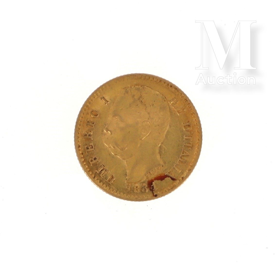 Pièce 20 Lire or Une pièce en or de 20 Lire Italie Umberto I

1881