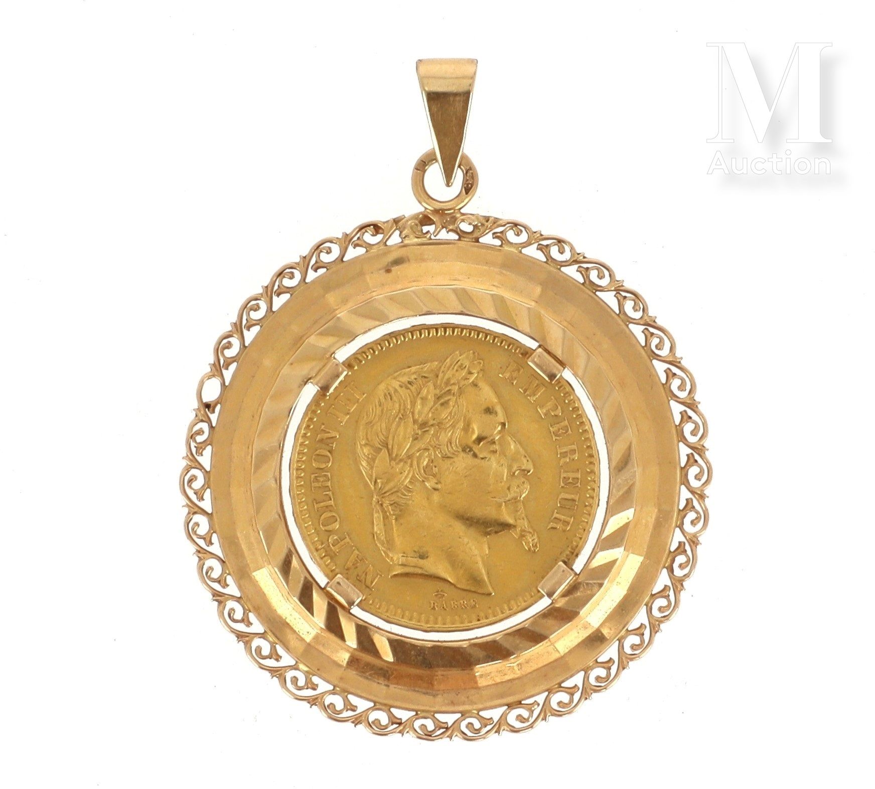 Pendentif 20 FF or Une pièce en or de 20 FF Napoléon III lauré 1864 A, montée en&hellip;
