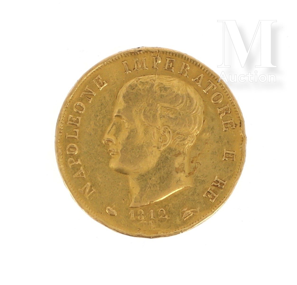 Pièce 40 Lire or Une pièce en or de 40 Lire Napoléon Imperatore 

1812 M