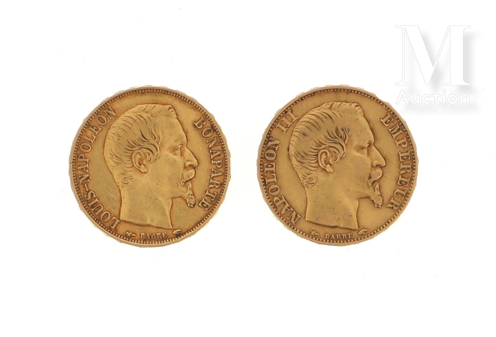 Deux pièces 20 FF or Deux pièces en or de 20 FF Napoléon III tête nue

1852 A et&hellip;