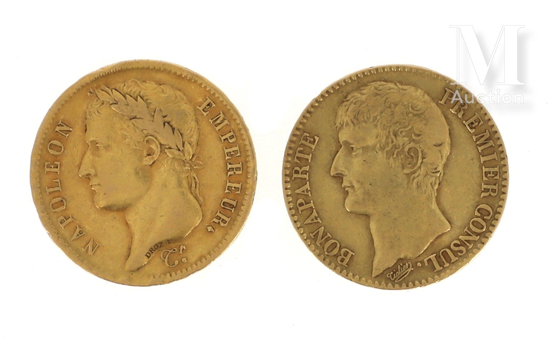 Deux pièces 40 FF or Deux pièces en or de 40 FF :

- 1 x 40 FF Napoléon Empereur&hellip;
