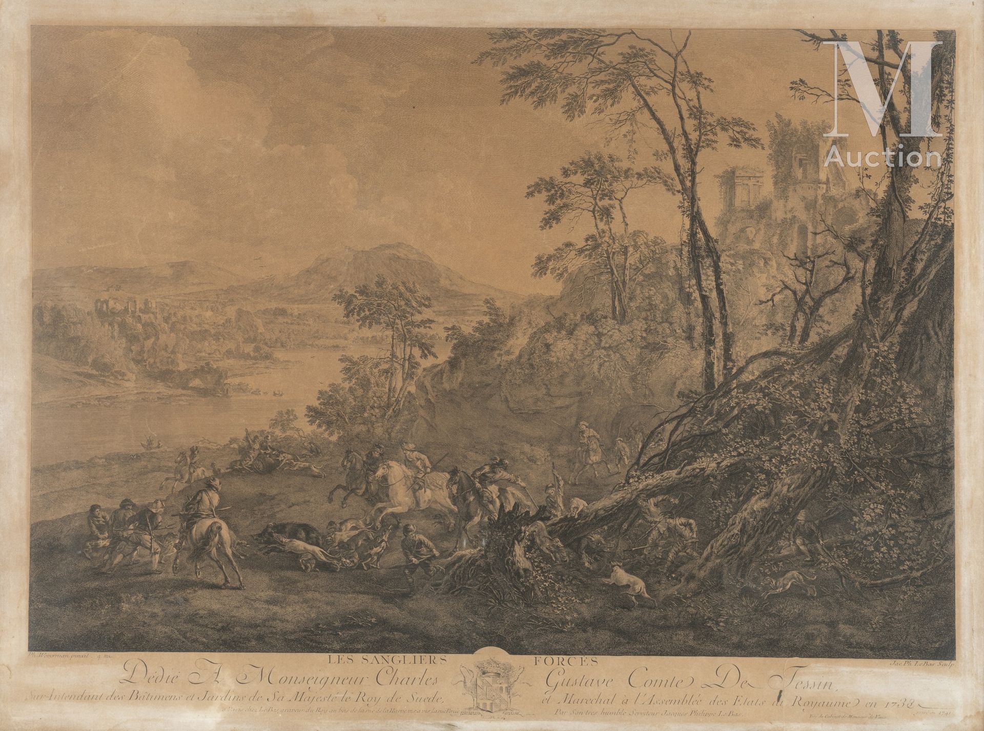 Jacques-Philippe Le Bas (1707-1783) Les sangliers forcés

Gravure

1741

53 x 72&hellip;