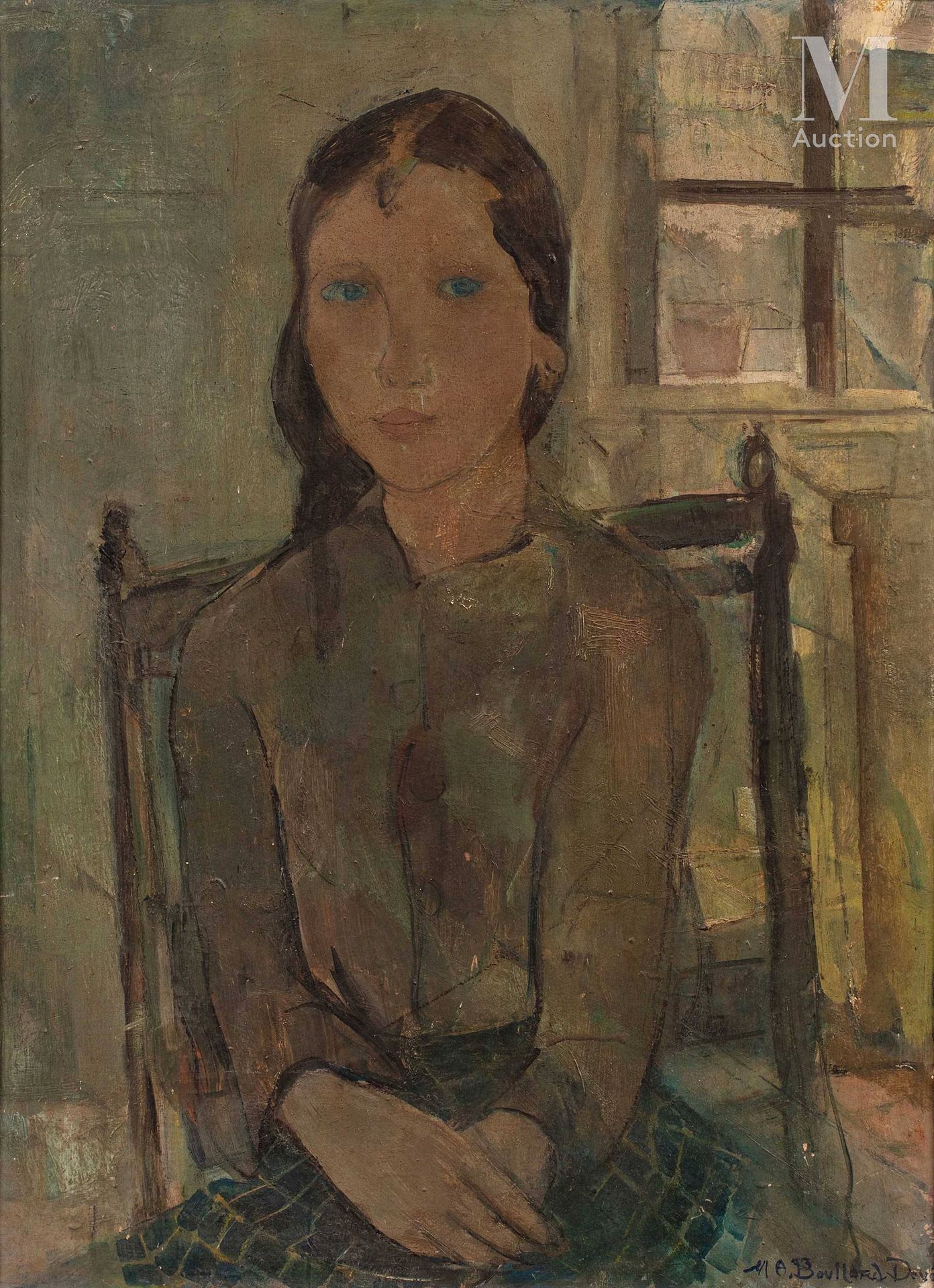 MARIE-ANTOINETTE BOULLARD-DEVE (1890-1970), Portait d'une femme Óleo sobre tabla&hellip;