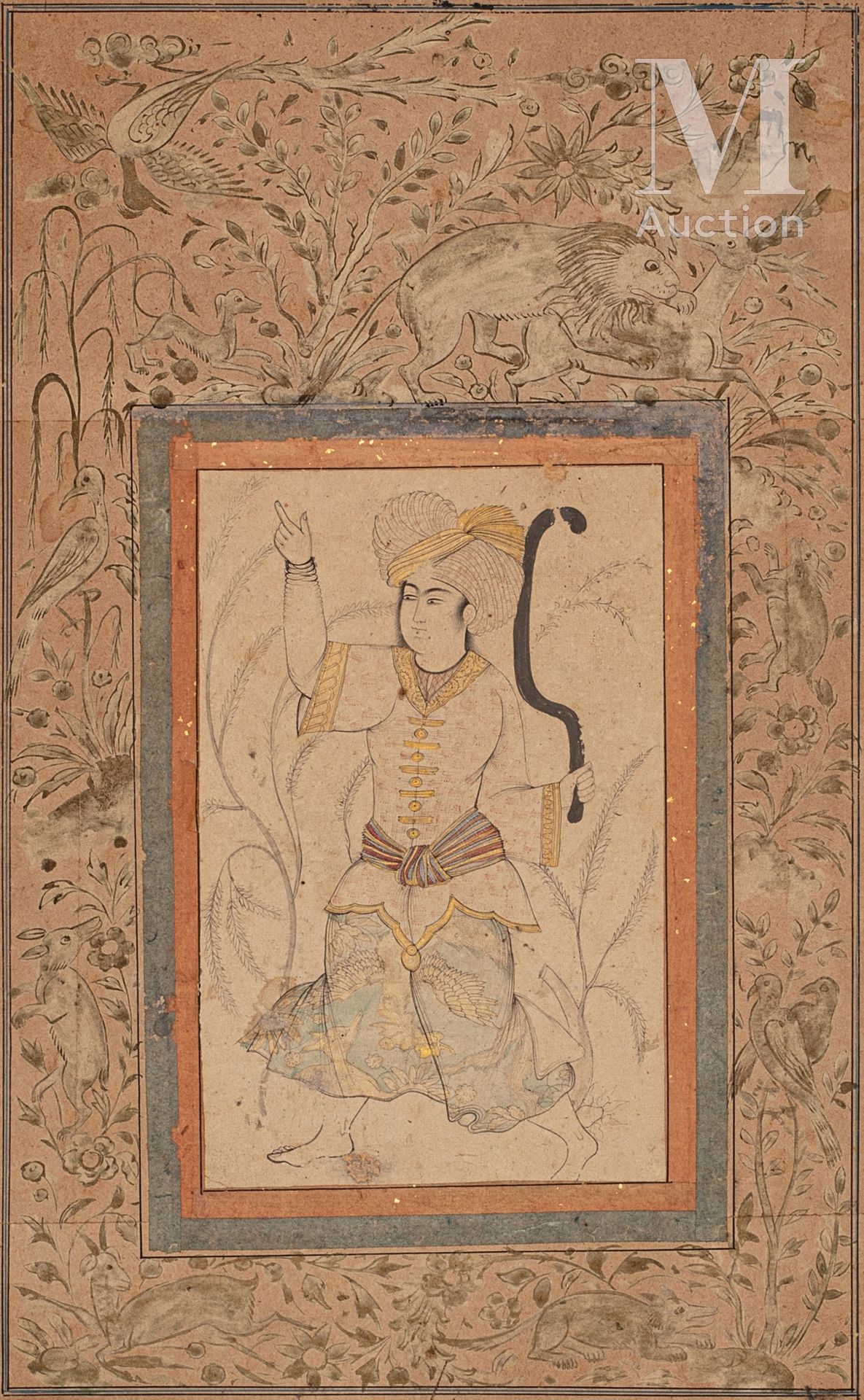 Le faucheur de blé 伊朗，卡扎尔艺术，19世纪

册页由水墨画组成，用金色加强，在赭石色背景上用钢印的边缘框住鸟、狮子和羚羊。

受萨法维时尚&hellip;