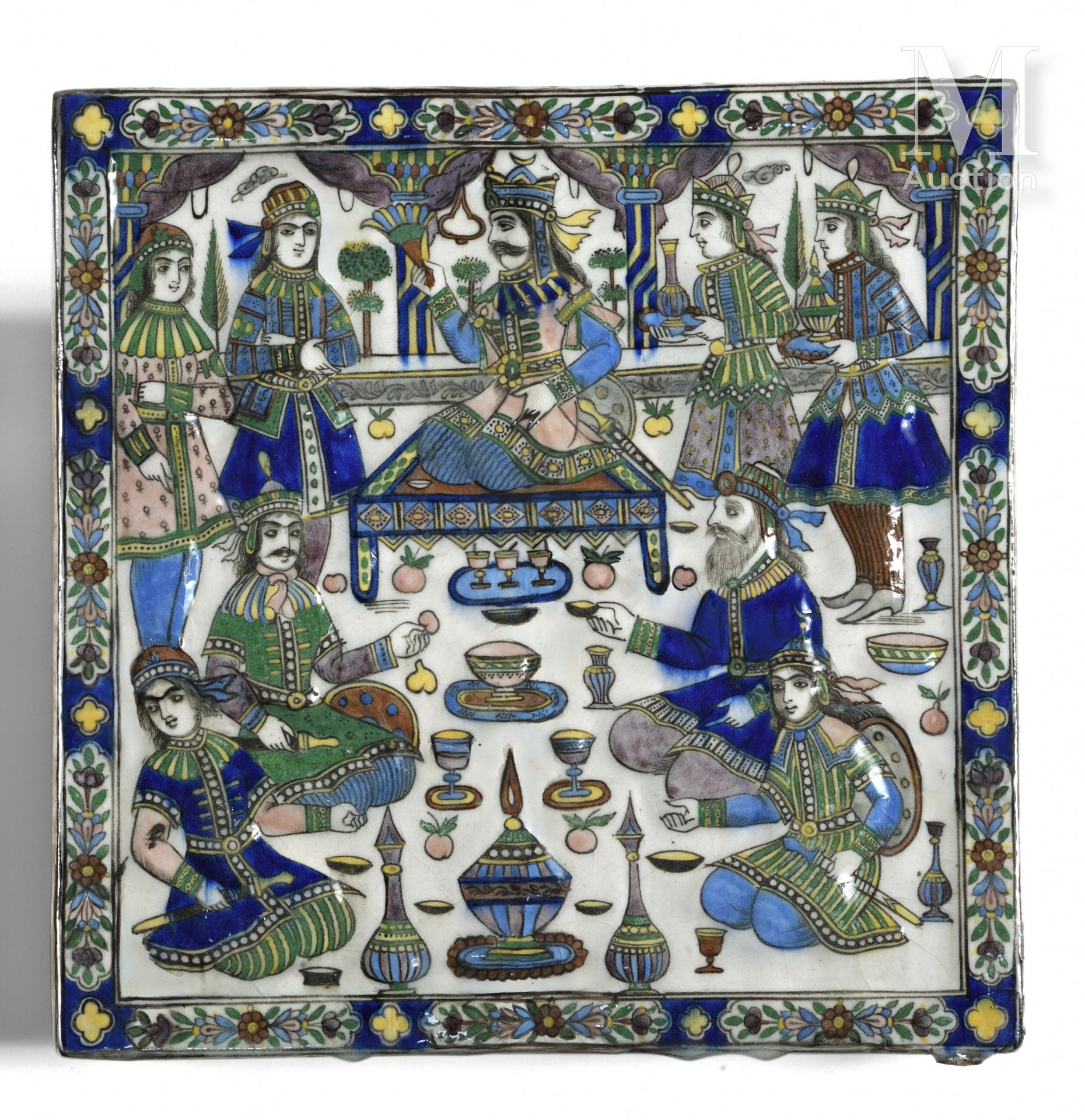 Beau carreau de qajar Iran, circa 1860-1880

A moulded ceramic tile with a squar&hellip;